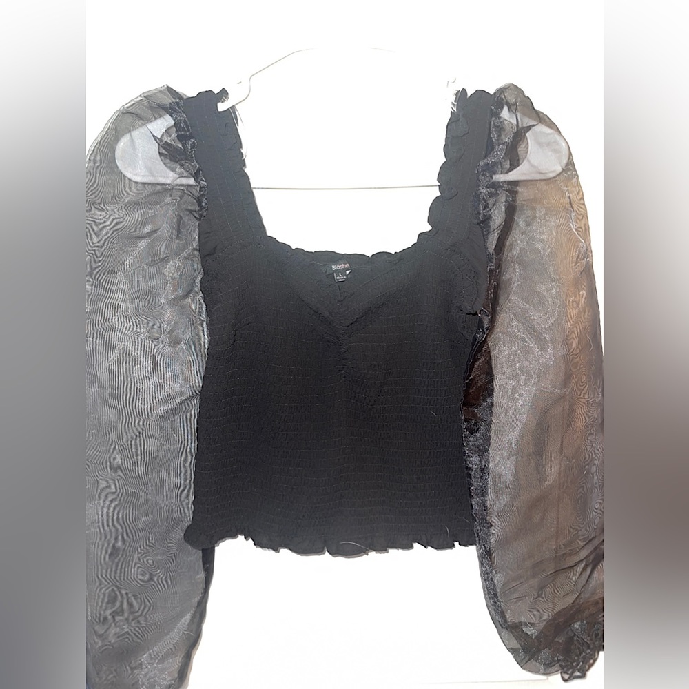 Fashion Nova sheer long sleeve crop top